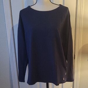 Joules Women's Classic Navy Long-sleeved Pocket T-shirt